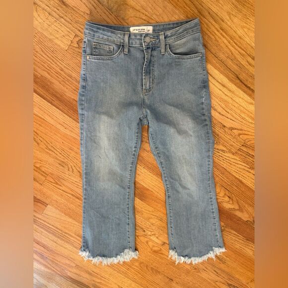 Just Black Denim Light Wash Blue Frayed Hem Jeans size Womens 27 - Picture 2 of 5